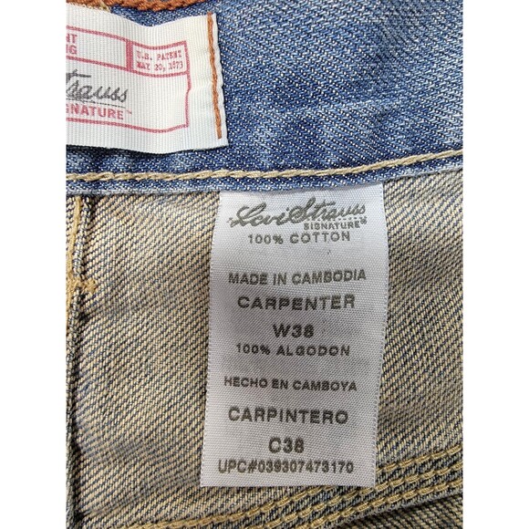 Vintage Levis Carpenter Denim Shorts 38x11 Baggy Loose Relaxed Cotton High Rise - Picture 10 of 15